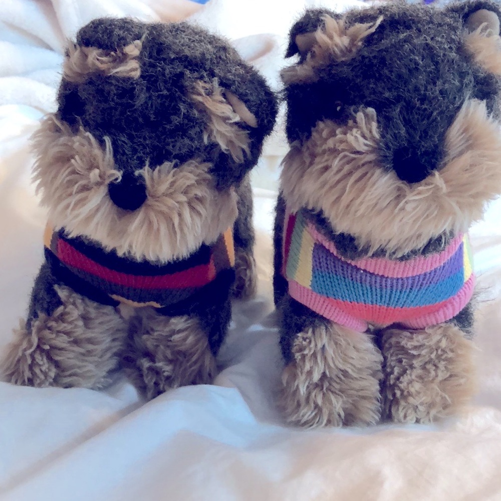Stuffed Yorkshire Terrier Dogs in striped sweaters. 12" price per dog